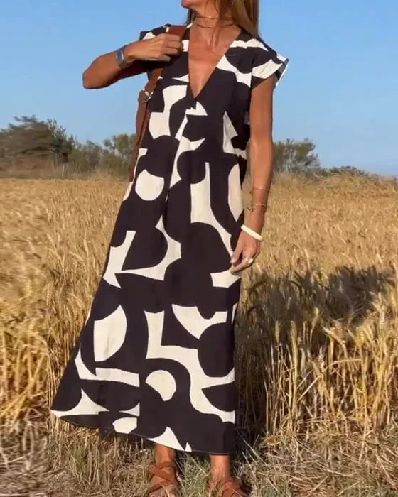 🎁 Hot Sale 50%🔥V-Neck Print Dress