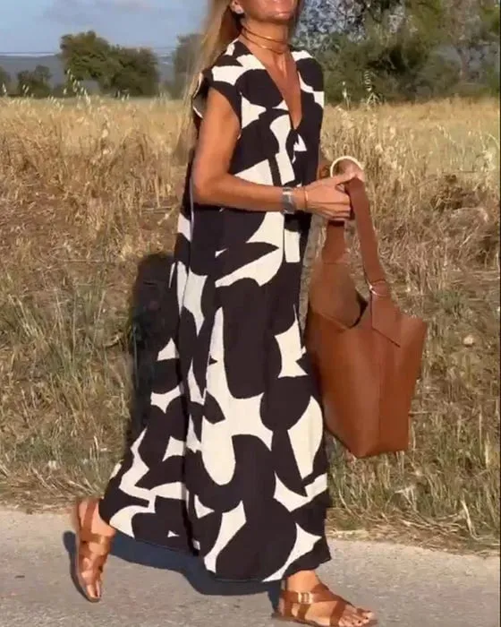 🎁 Hot Sale 50%🔥V-Neck Print Dress