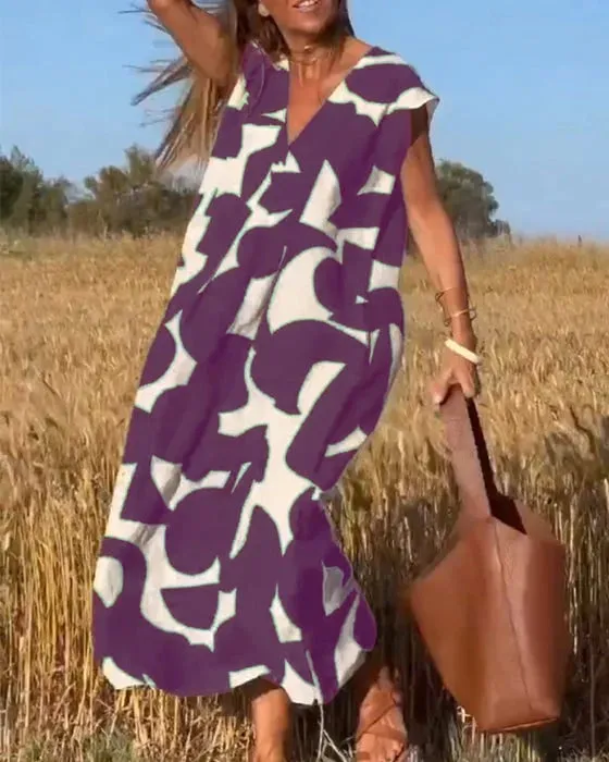 🎁 Hot Sale 50%🔥V-Neck Print Dress