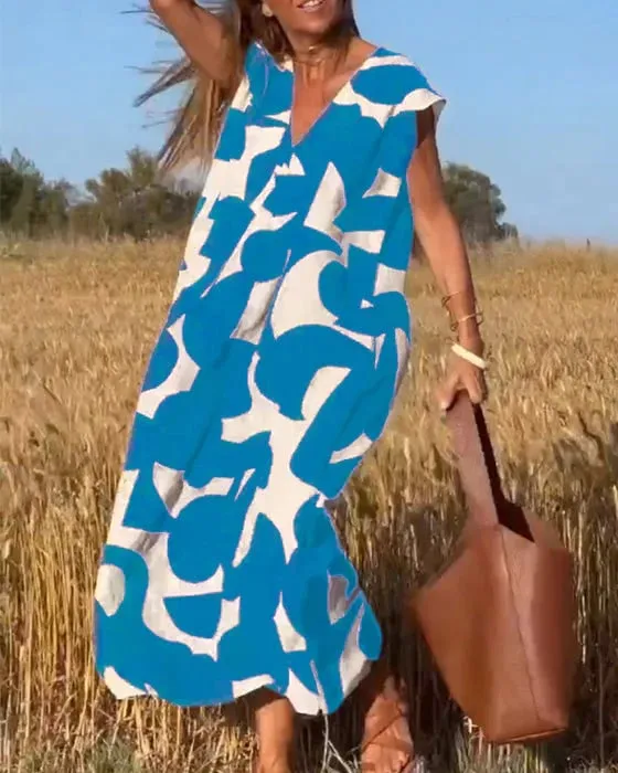 🎁 Hot Sale 50%🔥V-Neck Print Dress