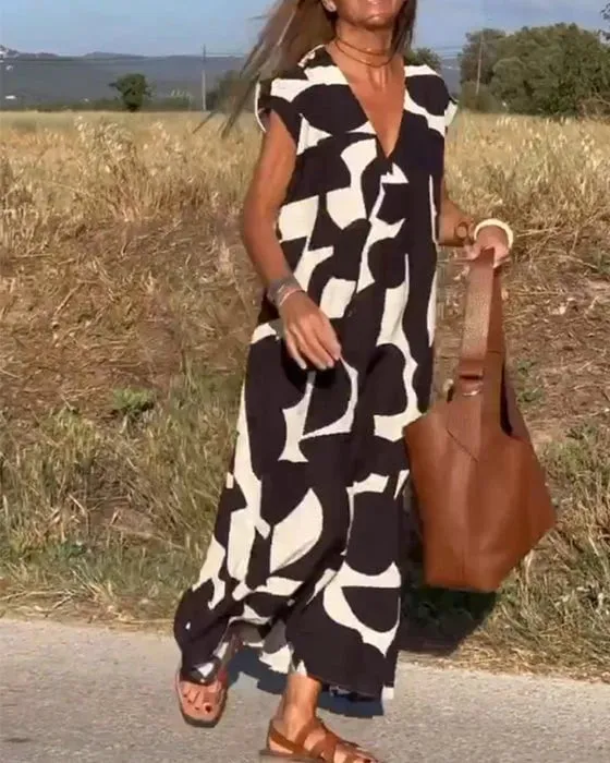 🎁 Hot Sale 50%🔥V-Neck Print Dress