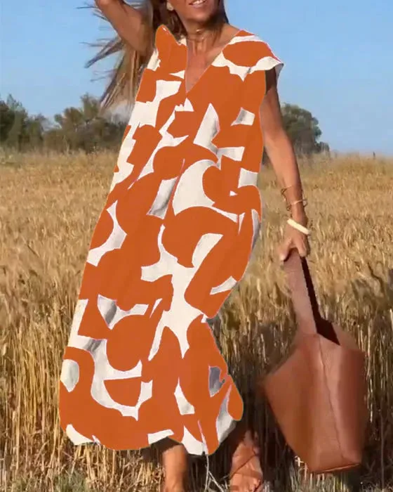🎁 Hot Sale 50%🔥V-Neck Print Dress