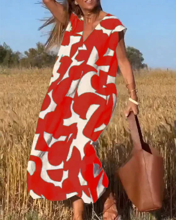 🎁 Hot Sale 50%🔥V-Neck Print Dress