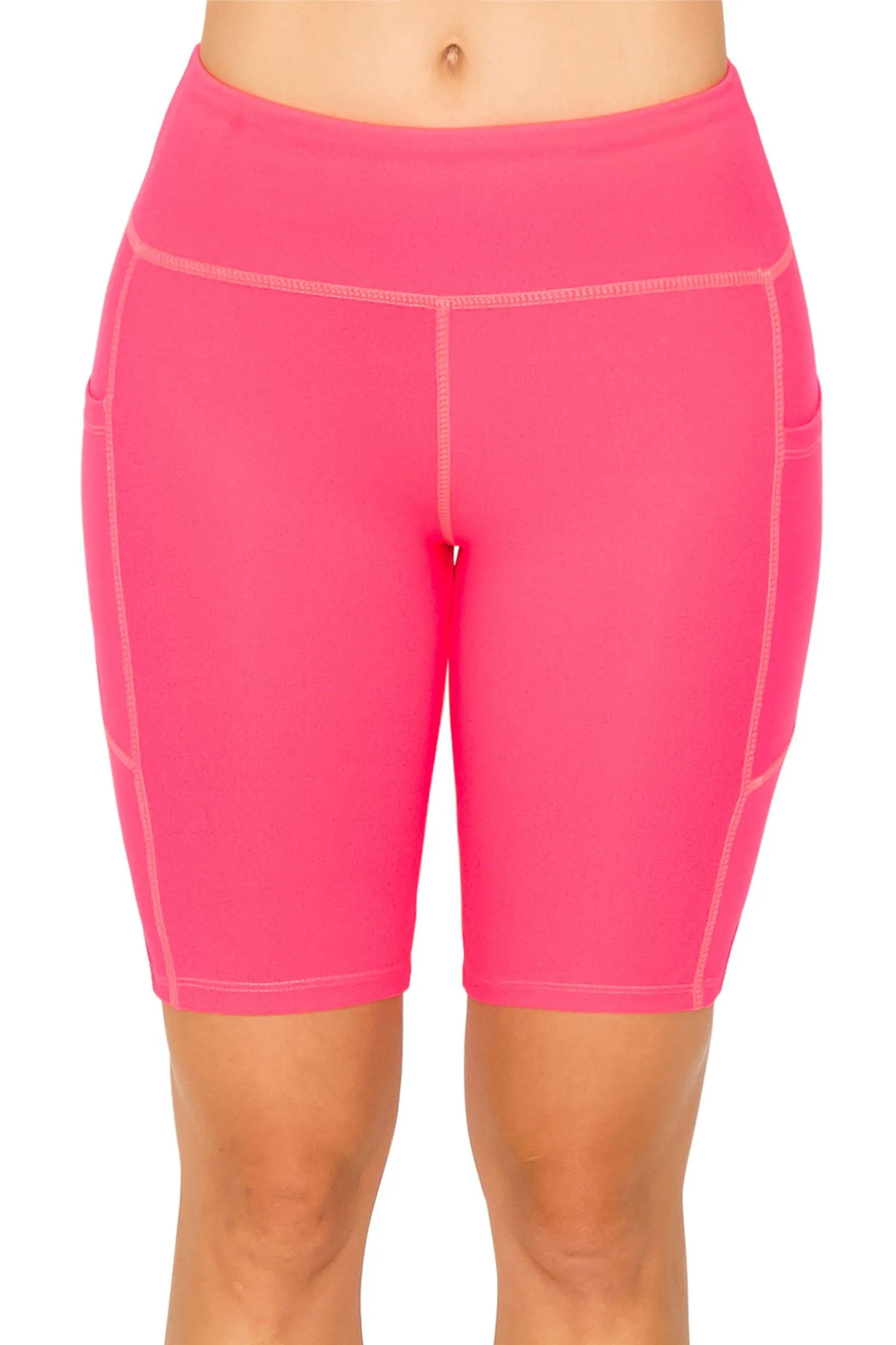 8" Bike Shorts with Pockets - Yoga Pants Material with Stitching