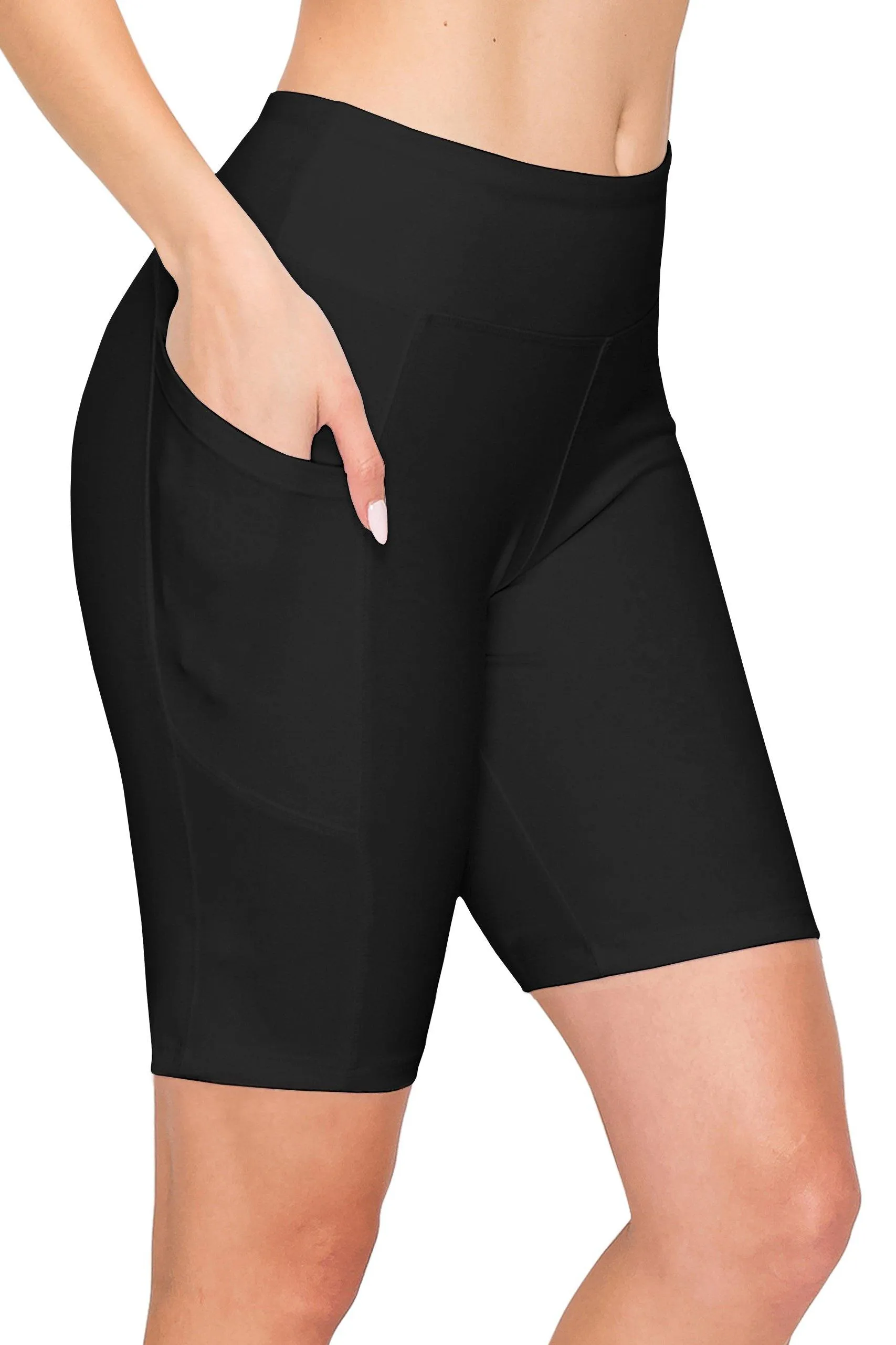 8" Bike Shorts with Pockets - Yoga Pants Material with Stitching