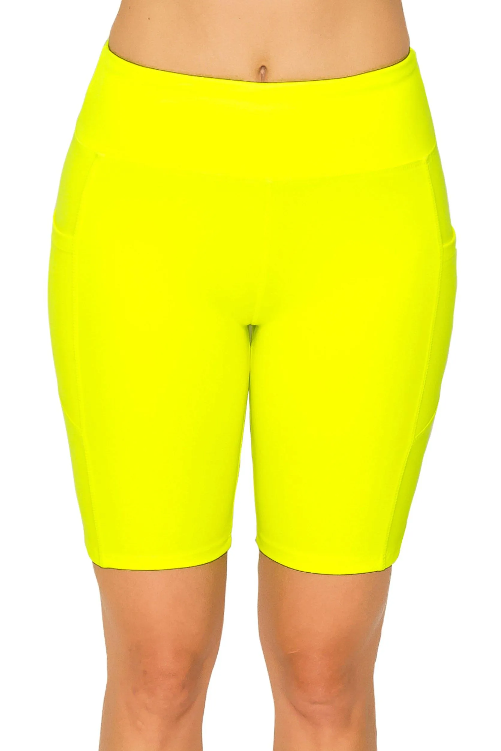 8" Bike Shorts with Pockets - Yoga Pants Material with Stitching