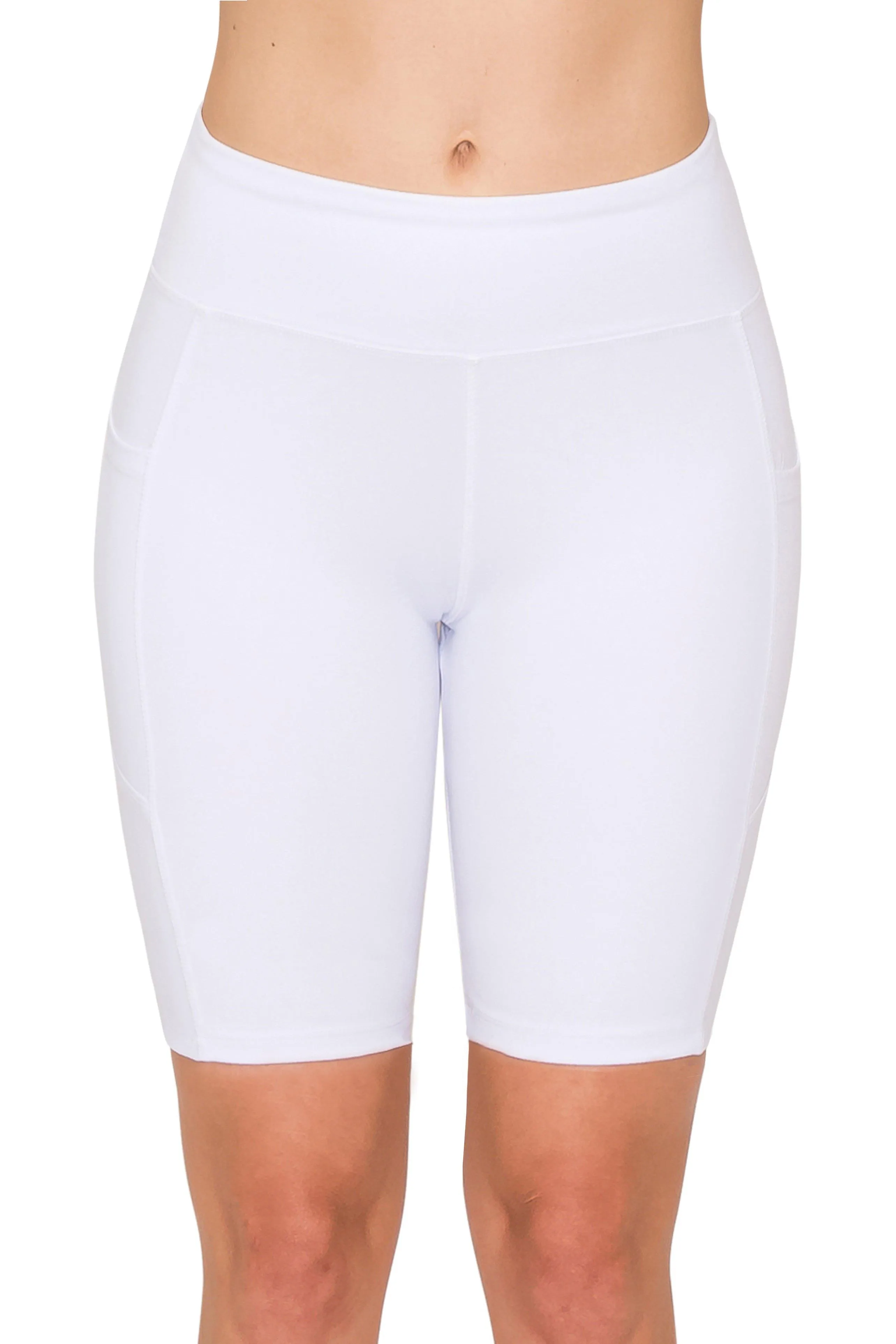 8" Bike Shorts with Pockets - Yoga Pants Material with Stitching