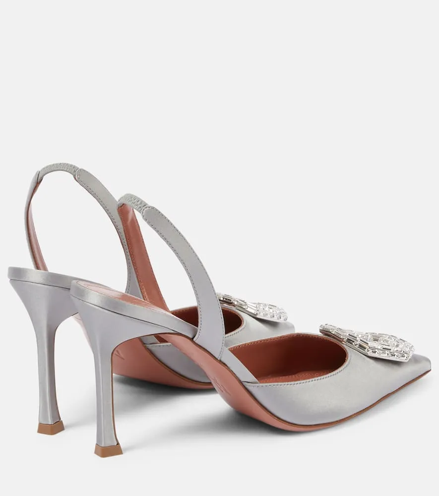 Amina Muaddi Camelia 90 satin slingback pumps
