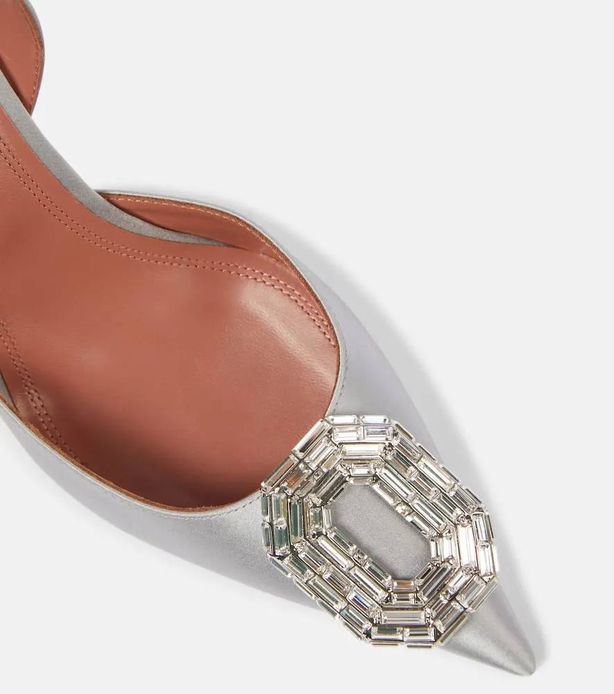 Amina Muaddi Camelia 90 satin slingback pumps