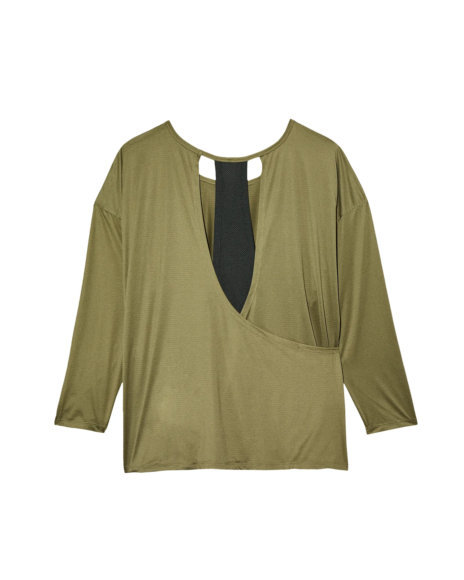 Asher Long Sleeve Tee with Cutout Back | Olive Green / Black