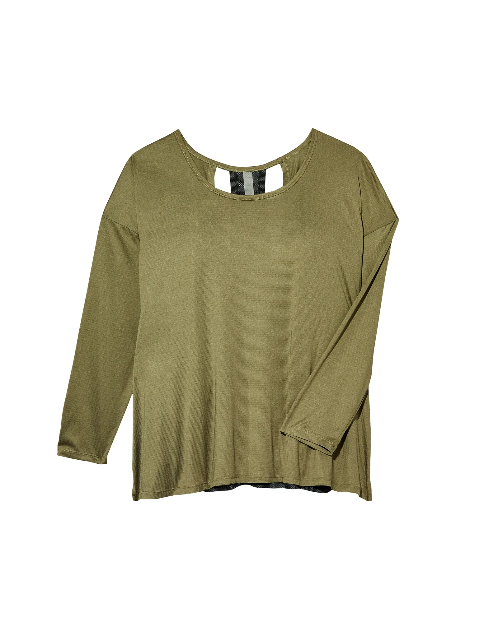 Asher Long Sleeve Tee with Cutout Back | Olive Green / Black