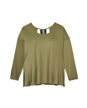 Asher Long Sleeve Tee with Cutout Back | Olive Green / Black