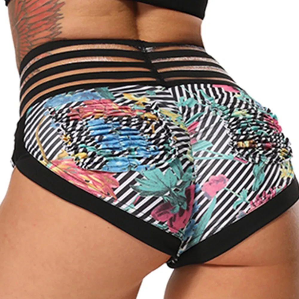 Ashore Shop Sexy Booty Women Shorts Printed Pockets Elastic Push Up Sport Fitness