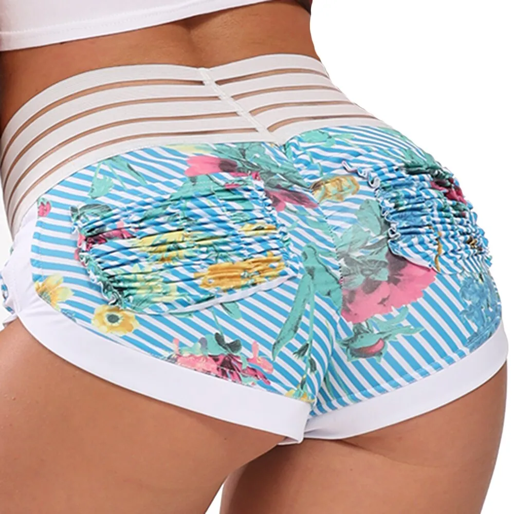 Ashore Shop Sexy Booty Women Shorts Printed Pockets Elastic Push Up Sport Fitness