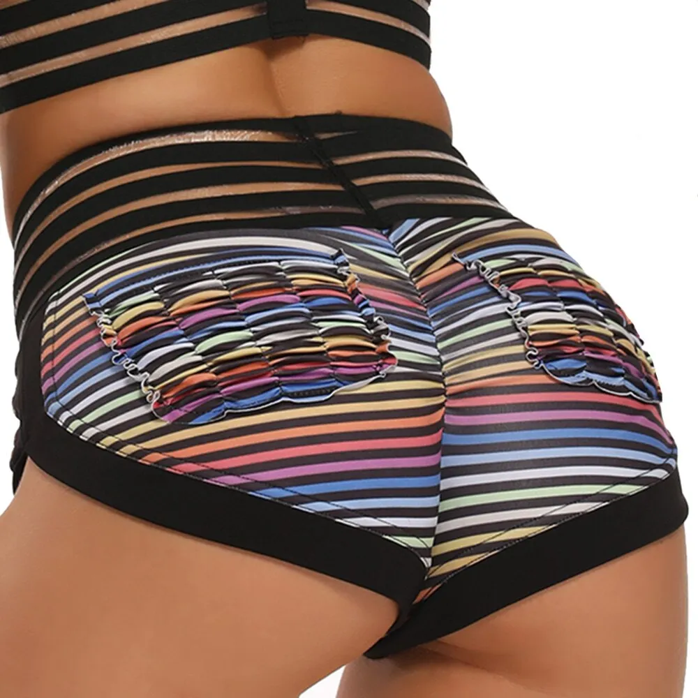 Ashore Shop Sexy Booty Women Shorts Printed Pockets Elastic Push Up Sport Fitness