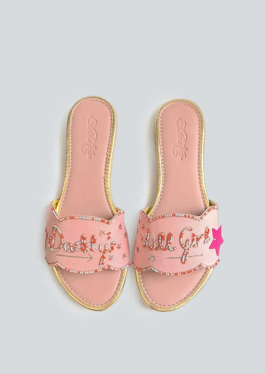 Baby Pink Slider Flats With Candy Colored Beads And Scalloped Edge Online By Sole House