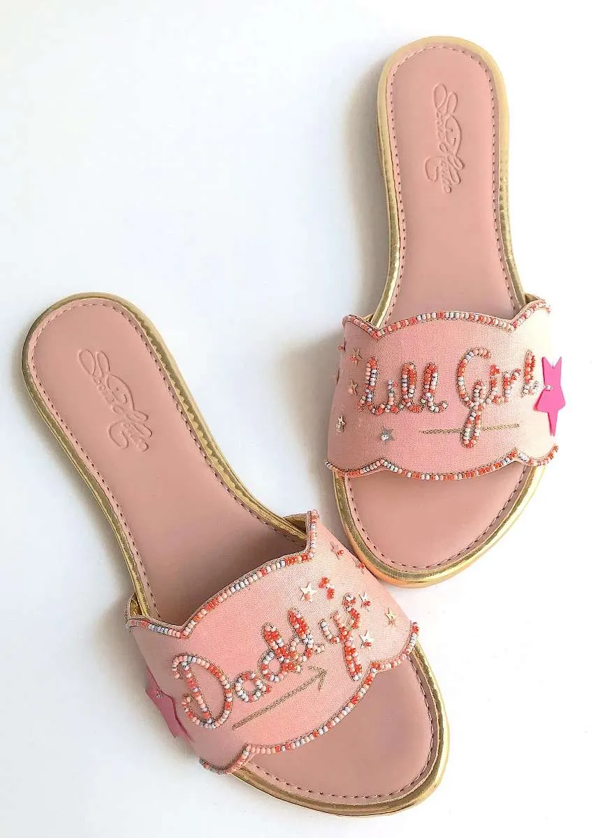 Baby Pink Slider Flats With Candy Colored Beads And Scalloped Edge Online By Sole House