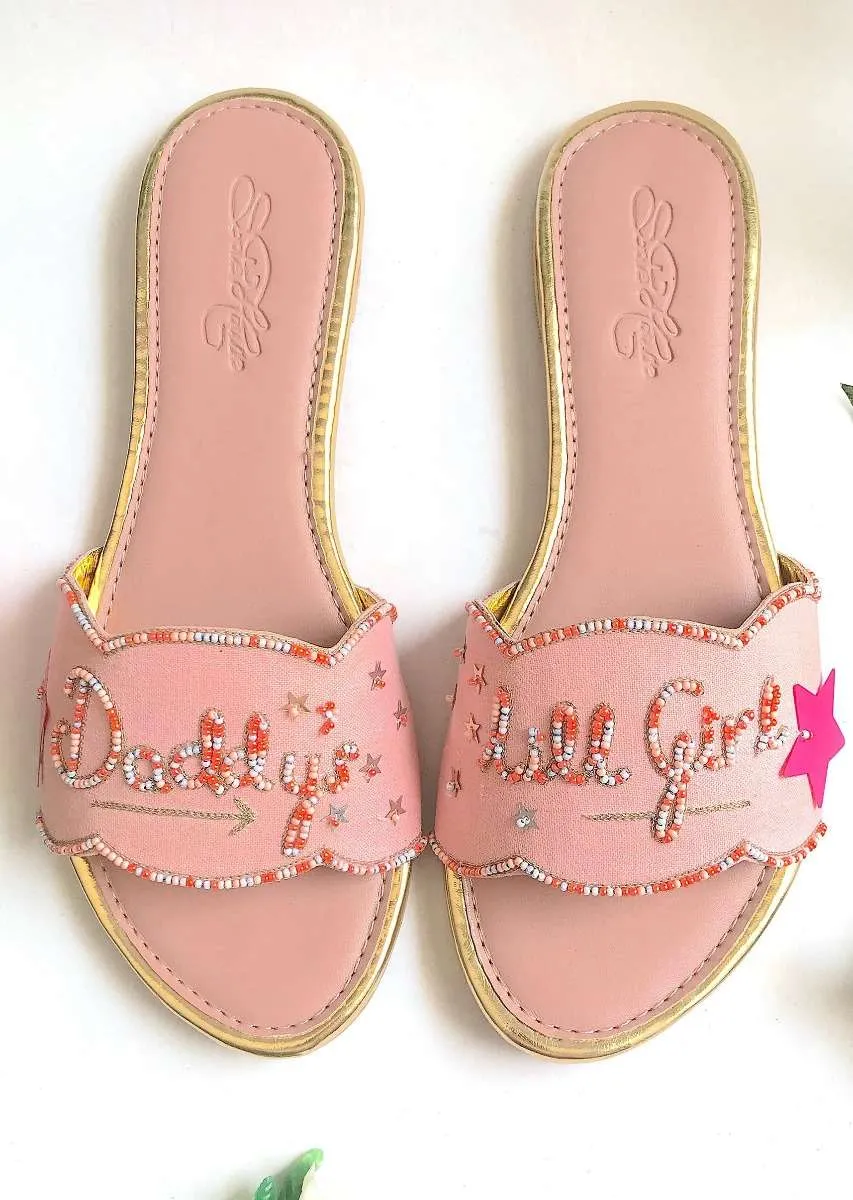 Baby Pink Slider Flats With Candy Colored Beads And Scalloped Edge Online By Sole House