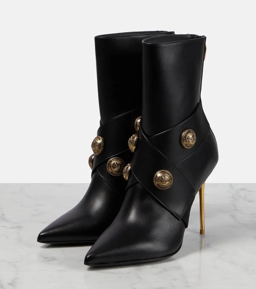 Balmain Alma leather ankle boots