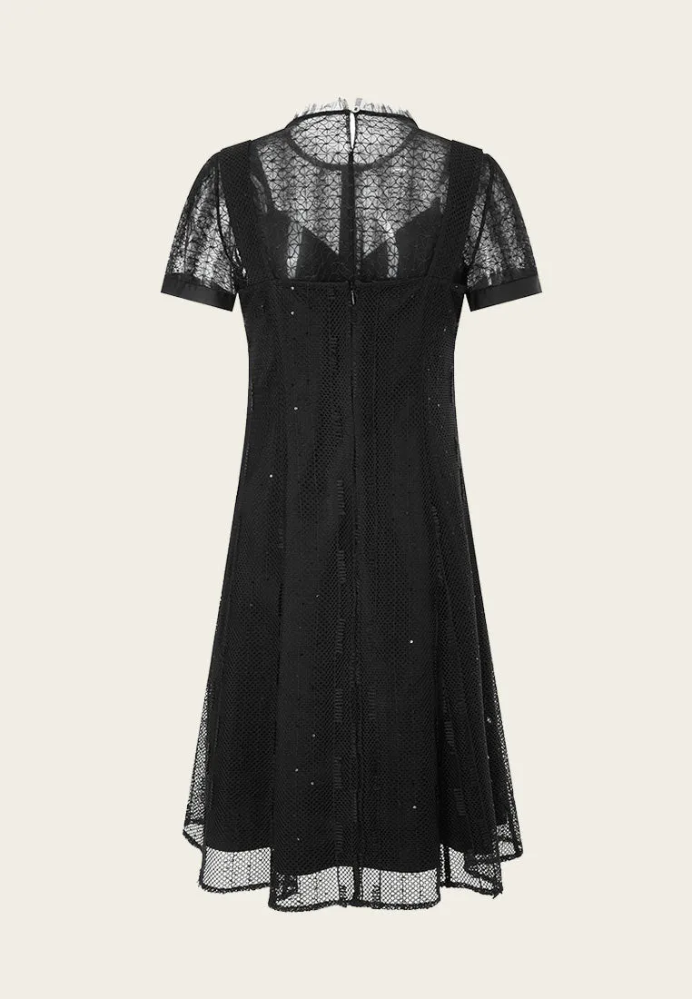 Black Lace Two-piece Cocktail Dress