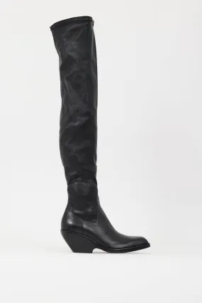 Black Leather The Hooper Thigh High Boot
