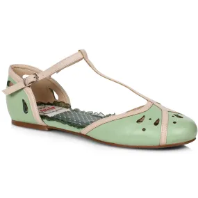 BP100-KATIE 1" Two Toned T-Strap Flat Shoe