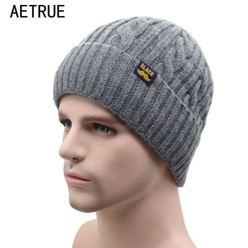 Brand Winter Beanies Winter Men Women Knitted Bonnet  Caps Skullies Black Mask Cap Warm Hat