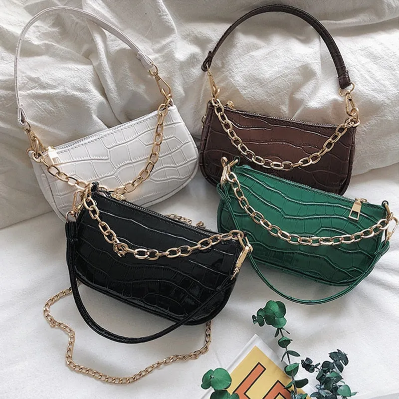 Christmas Gift New Trend Women's Bags 2021 Fashion All-match Shoulder Bag Messenger Bag PU Leather Zipper Baguette Luxury Designer Handbags