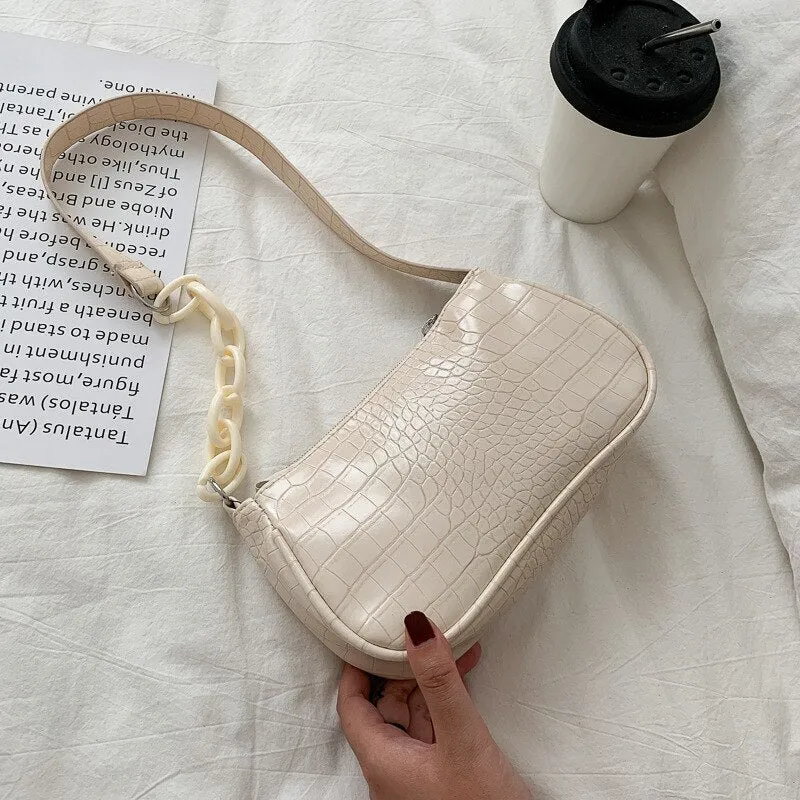 Christmas Gift New Trend Women's Bags 2021 Fashion All-match Shoulder Bag Messenger Bag PU Leather Zipper Baguette Luxury Designer Handbags