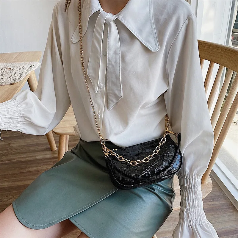 Christmas Gift New Trend Women's Bags 2021 Fashion All-match Shoulder Bag Messenger Bag PU Leather Zipper Baguette Luxury Designer Handbags