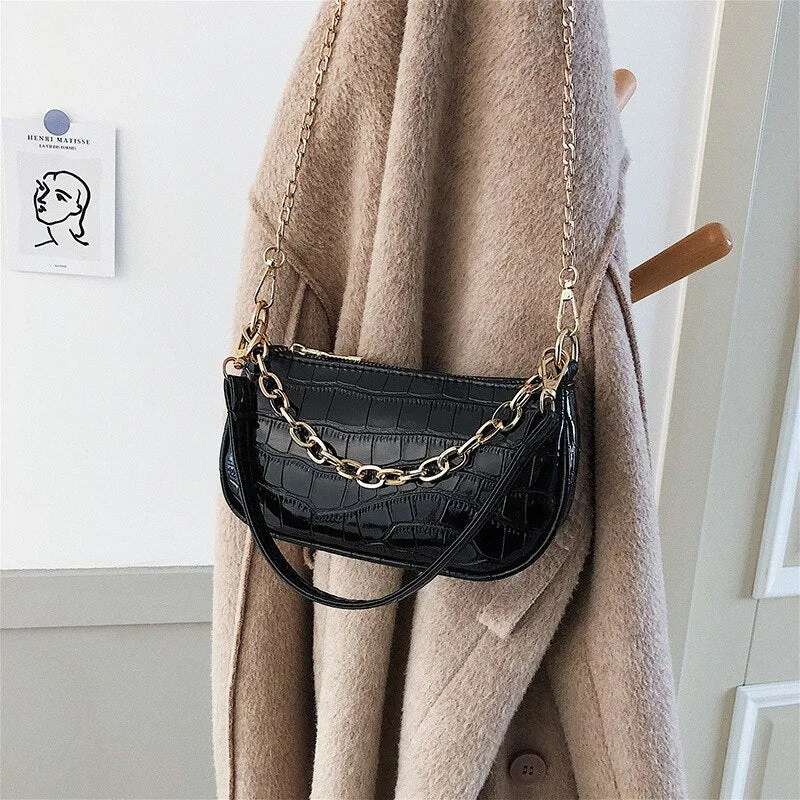 Christmas Gift New Trend Women's Bags 2021 Fashion All-match Shoulder Bag Messenger Bag PU Leather Zipper Baguette Luxury Designer Handbags