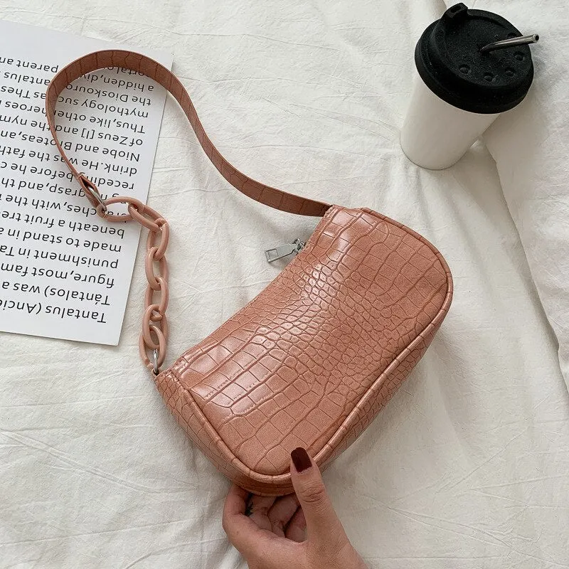 Christmas Gift New Trend Women's Bags 2021 Fashion All-match Shoulder Bag Messenger Bag PU Leather Zipper Baguette Luxury Designer Handbags