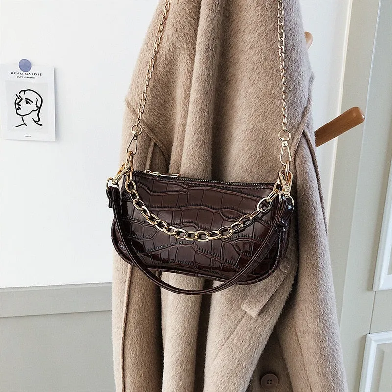 Christmas Gift New Trend Women's Bags 2021 Fashion All-match Shoulder Bag Messenger Bag PU Leather Zipper Baguette Luxury Designer Handbags