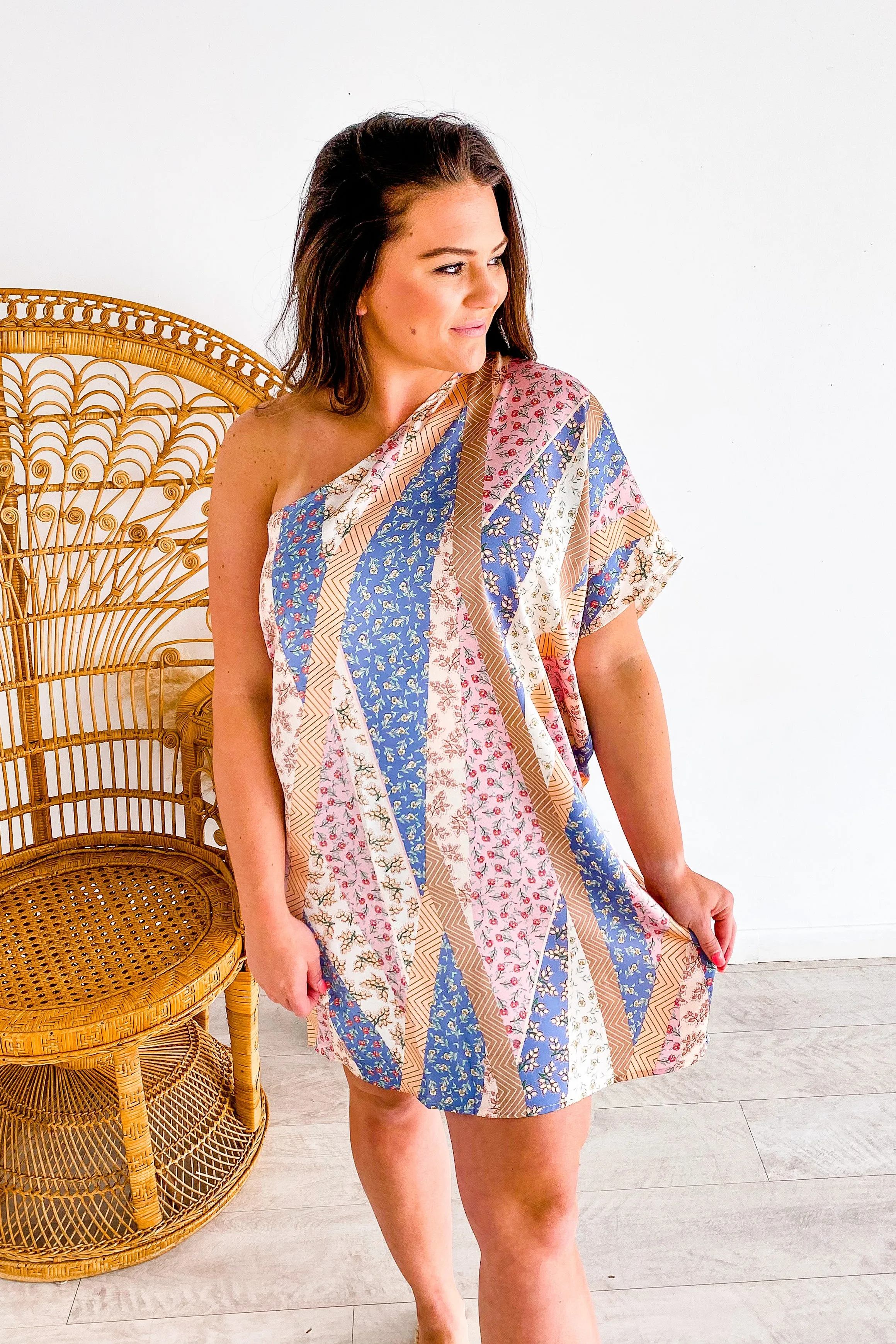 Dancing Queen Multi Print One Shoulder Dress