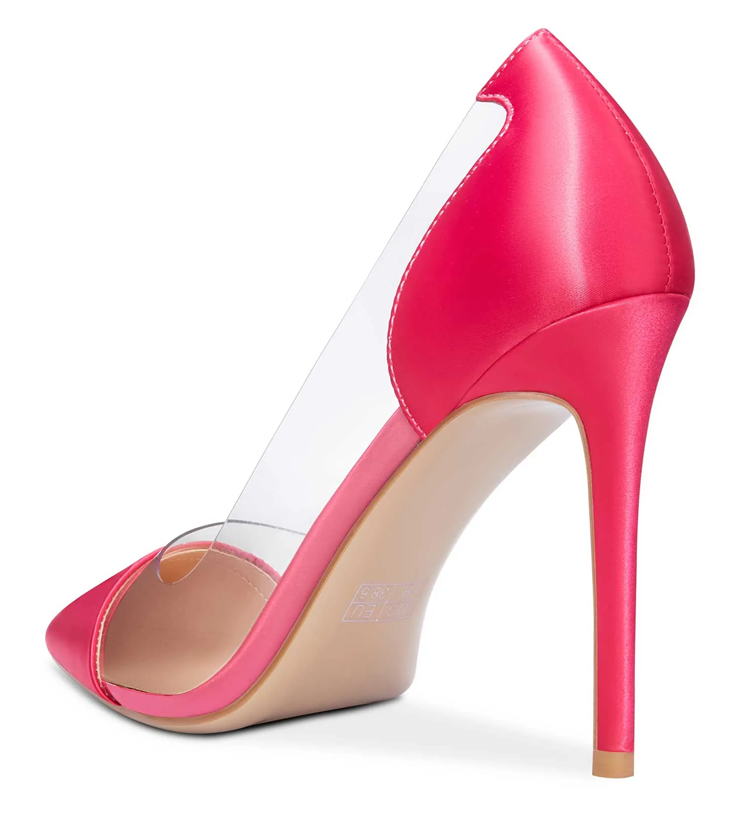 DearOnly Women's High Heels Transparent Clear Pumps Slip On Sexy Pointed Toe Stilettos 4" Inch Red Colorfull Patent Heel