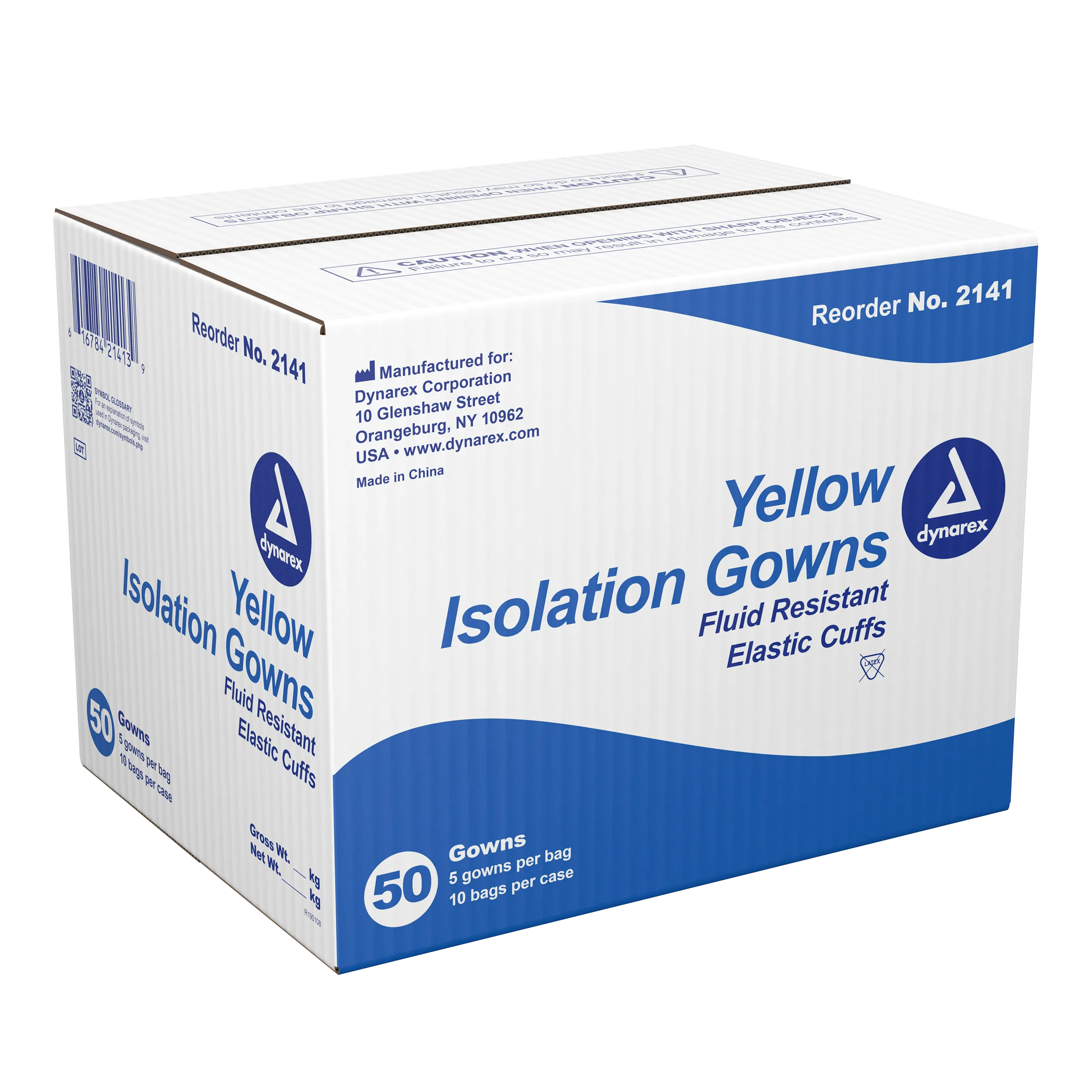 Dynarex - Isolation Gown Fluid Resistant Universal, Yellow
