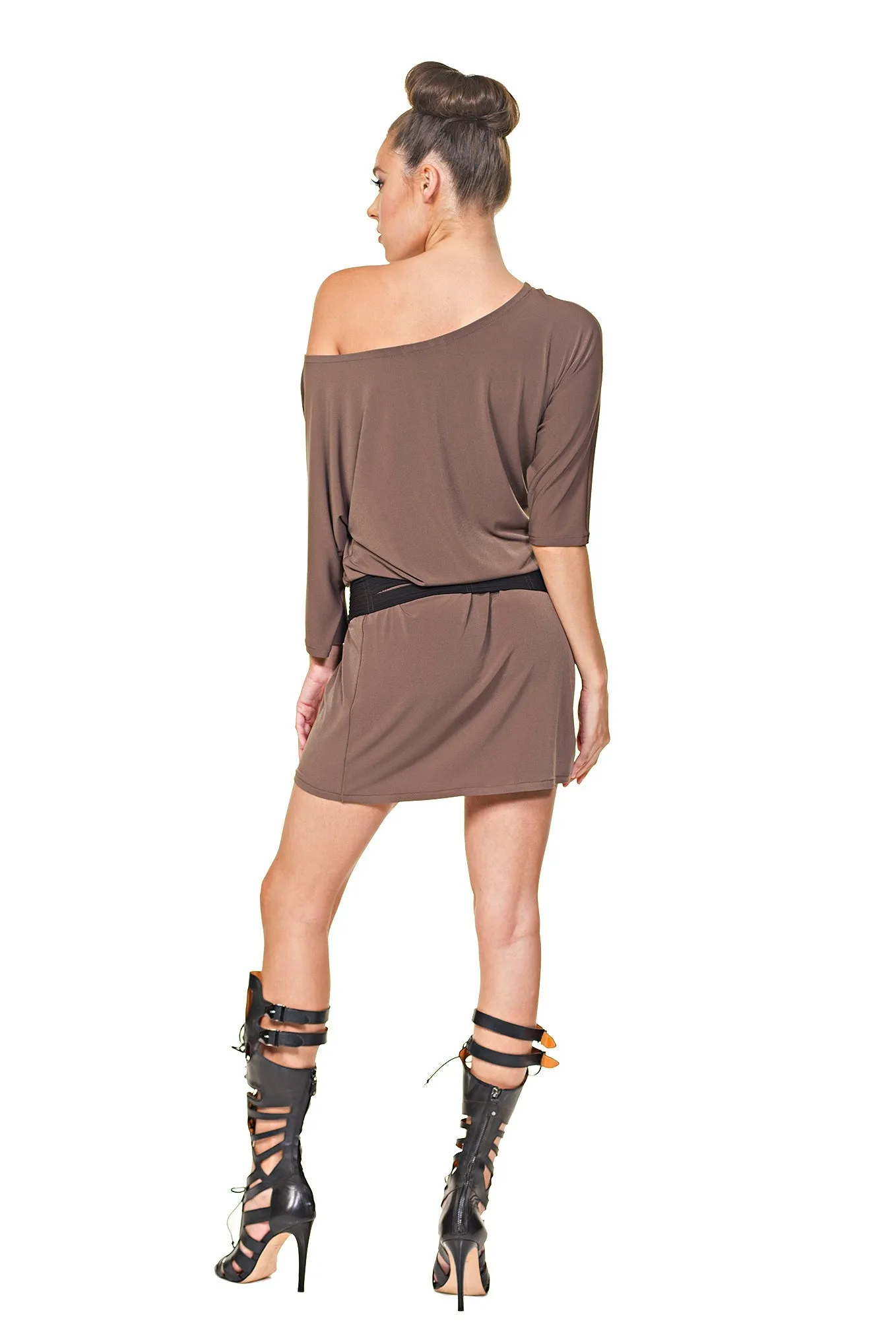 Elbow Sleeves Column Dolman Dress