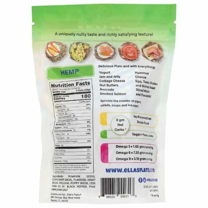 Ella's Flats - All Seed Savory Crisps, 6oz | Multiple Flavors