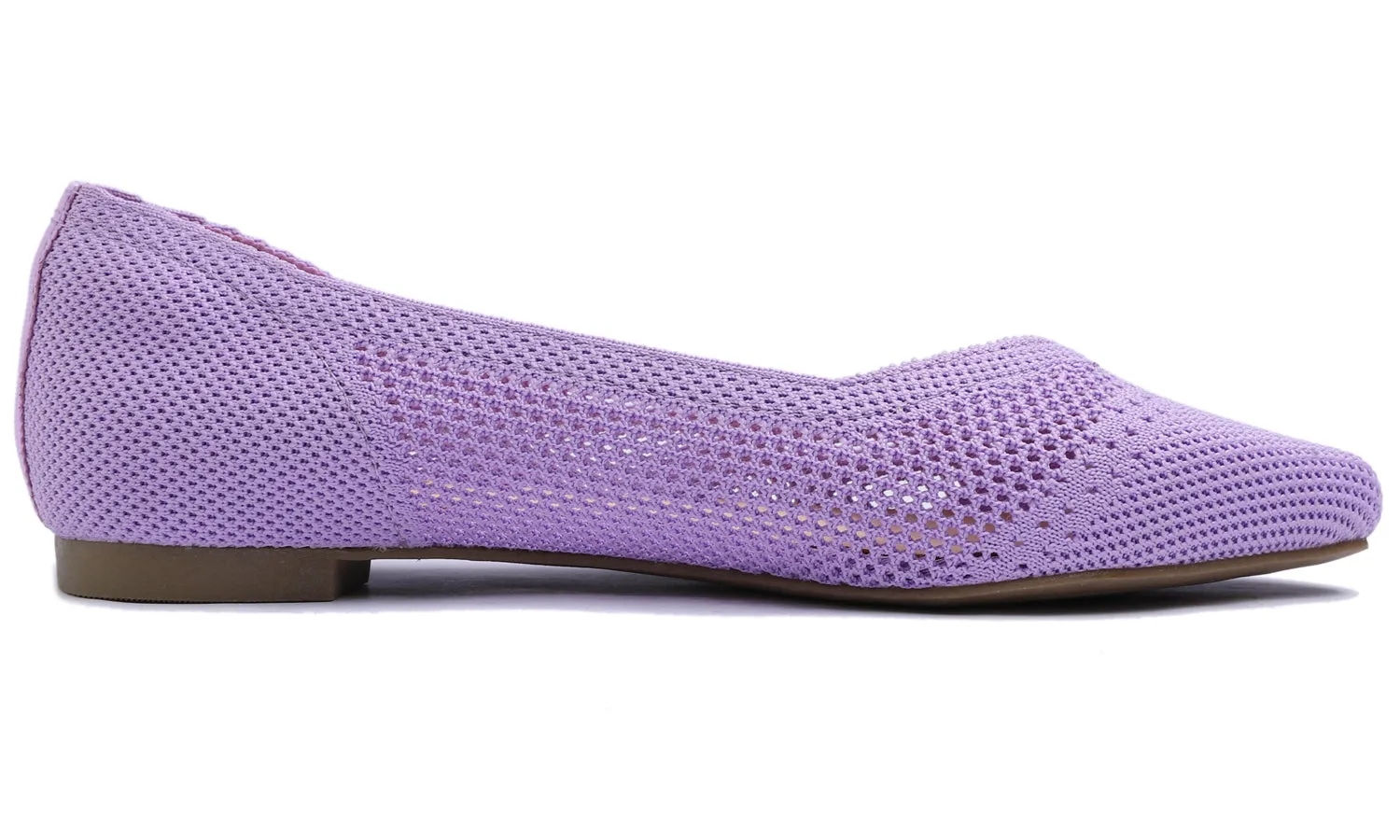 Feversole Women's Woven Fashion Breathable Knit Flat Shoes Pointed Purple