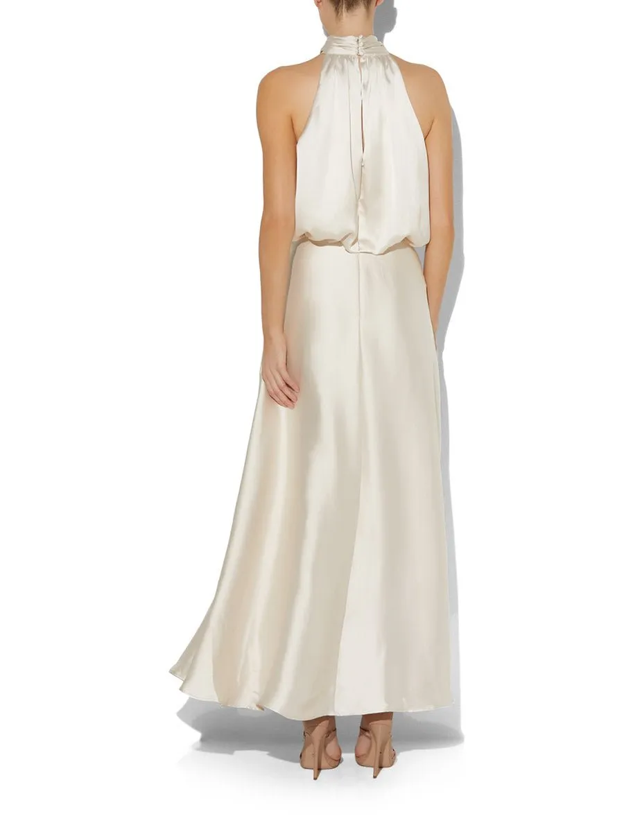 India Champagne Halter Gown