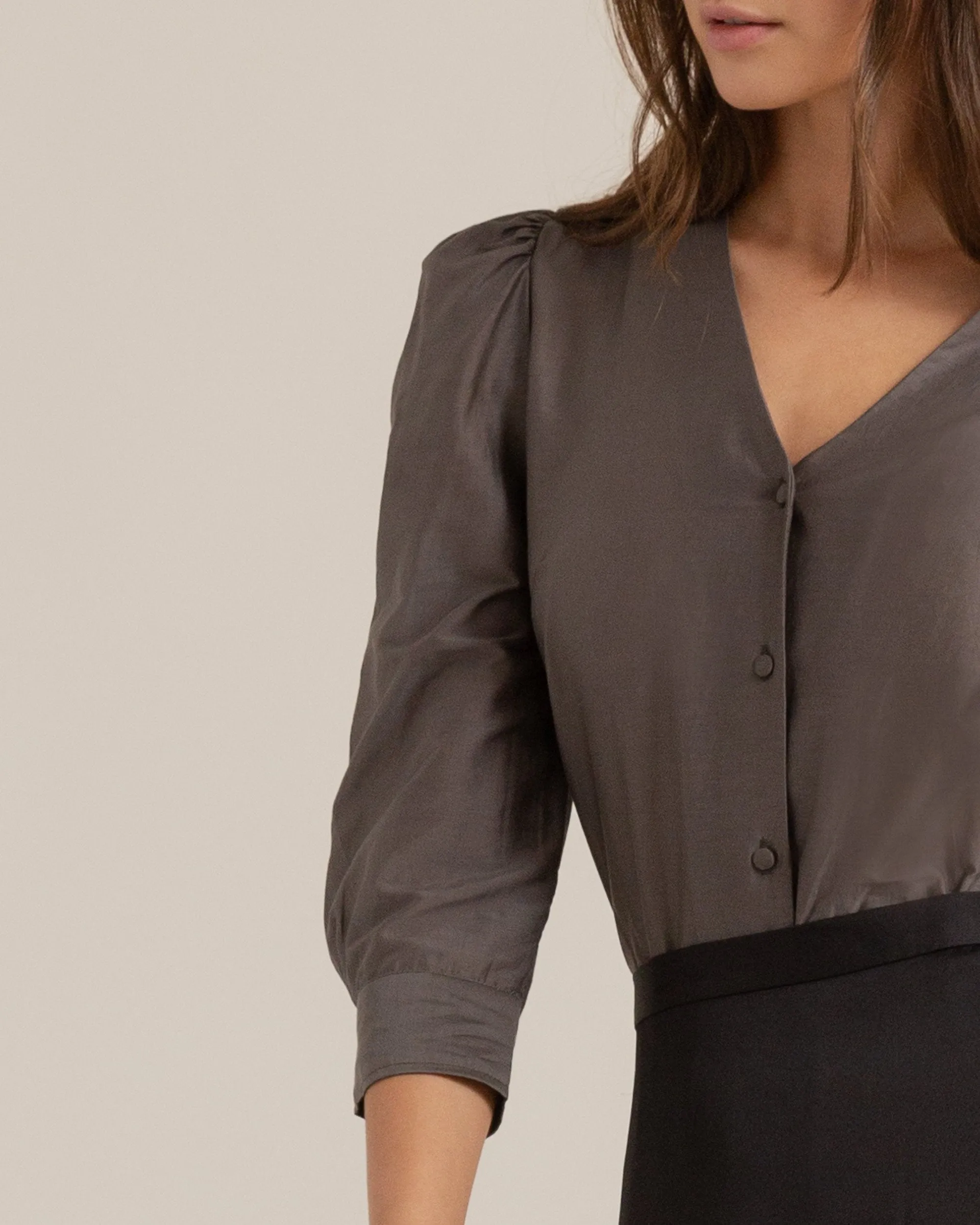 Isabel Cotton Silk Puff-Sleeve Blouse