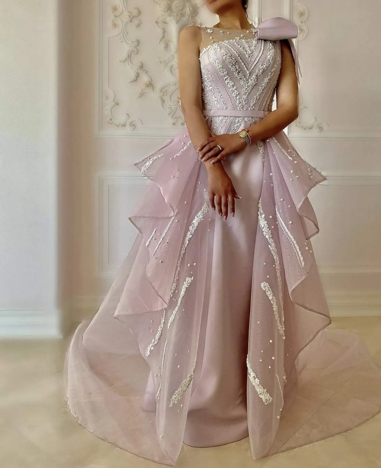 Light Pink Evening Dress Flowers