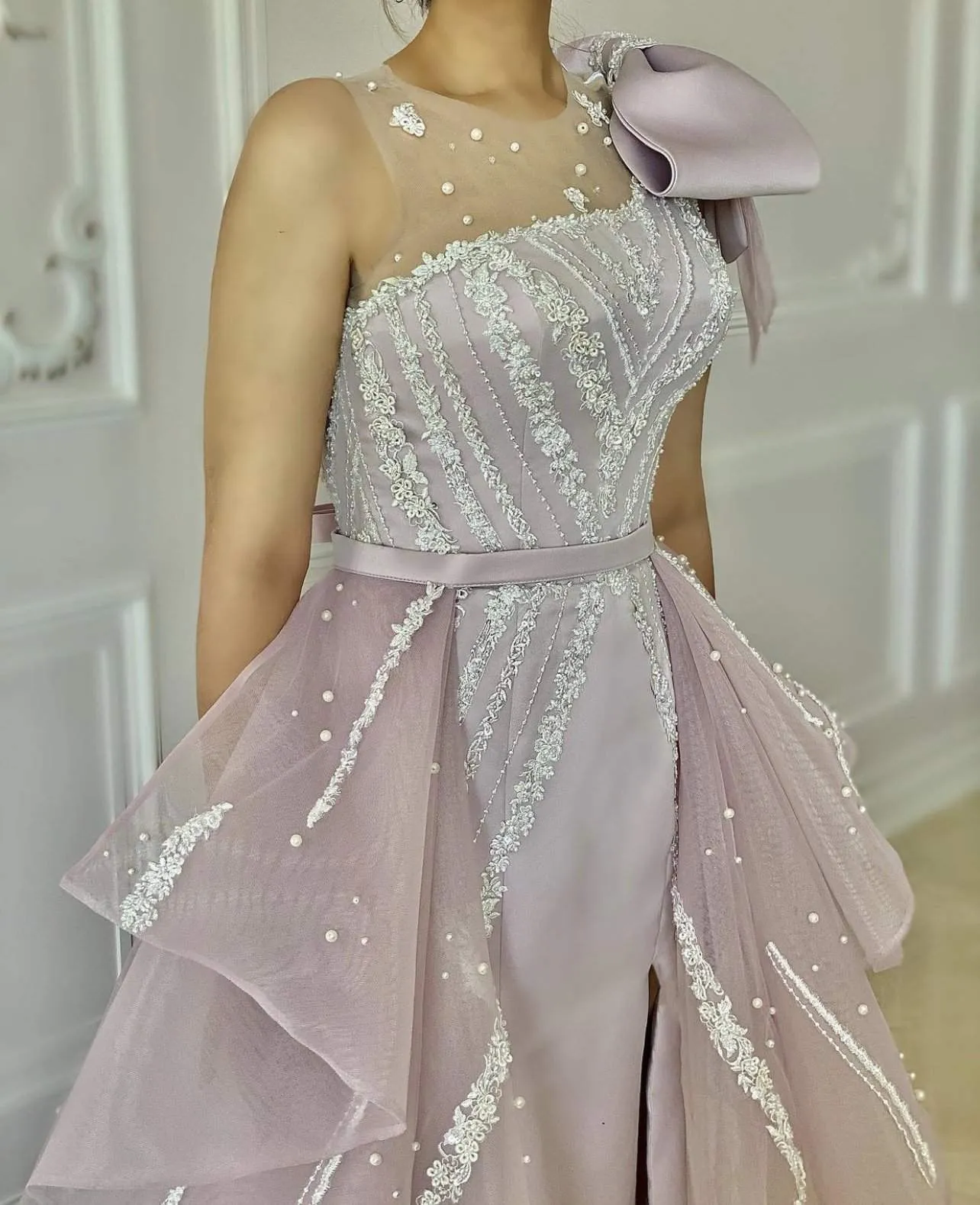 Light Pink Evening Dress Flowers