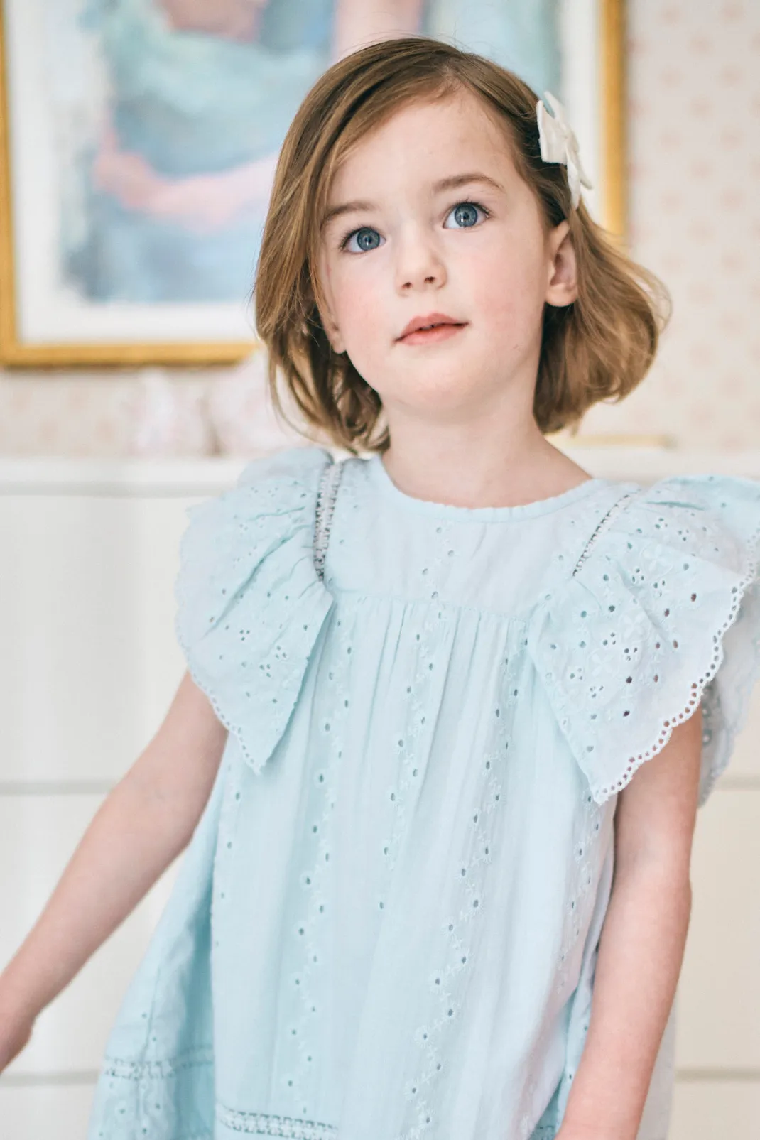 Margaret Dress in Icy Eyelet