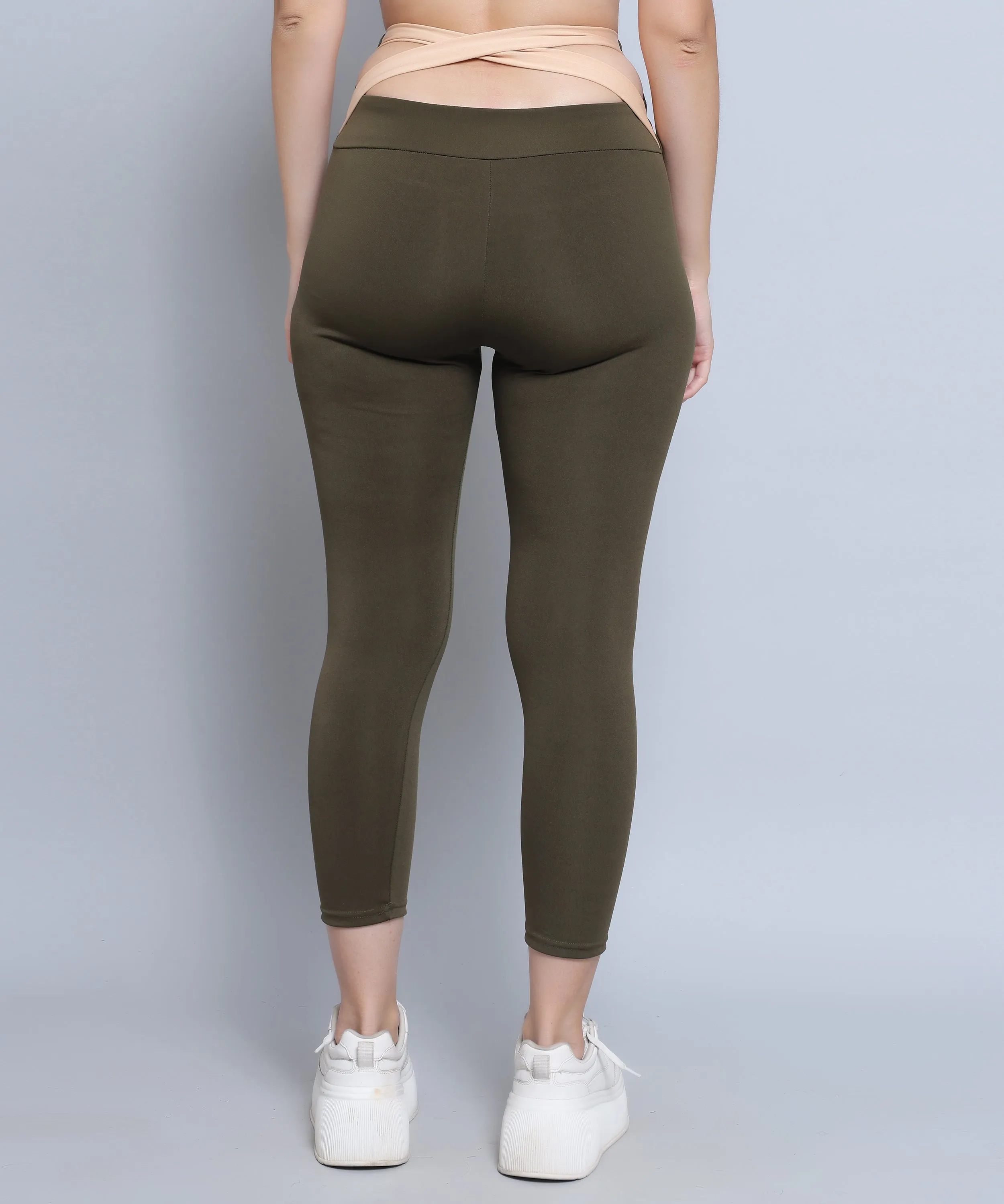Megaska Dry Fit Color Block Athletics Workout Yoga track Pants for Women_GreenBeige