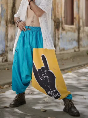 Men's Harem Pants For Dance Travel Yoga - Born To Rock Print