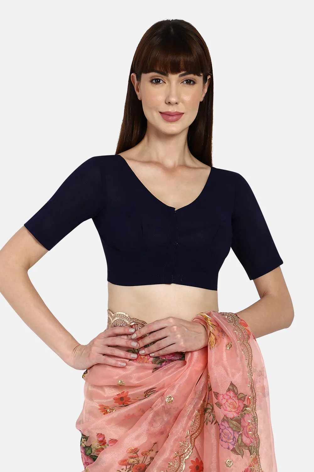 Naidu Hall Round neck long sleeve blouse - Navy Blue
