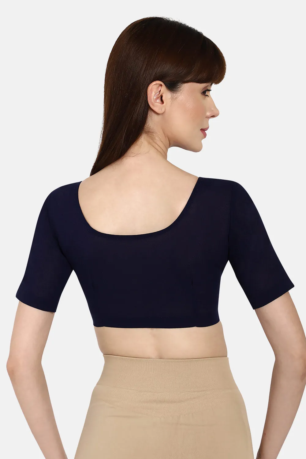 Naidu Hall Round neck long sleeve blouse - Navy Blue