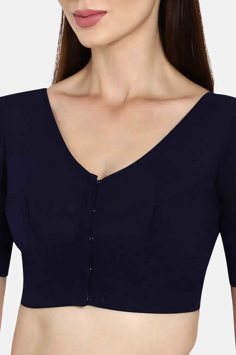 Naidu Hall Round neck long sleeve blouse - Navy Blue
