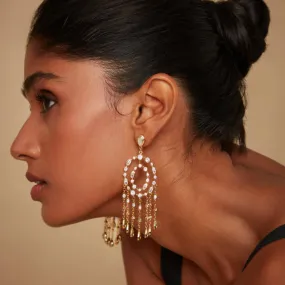 Paradise Dew Oval Chandelier Statement Earrings